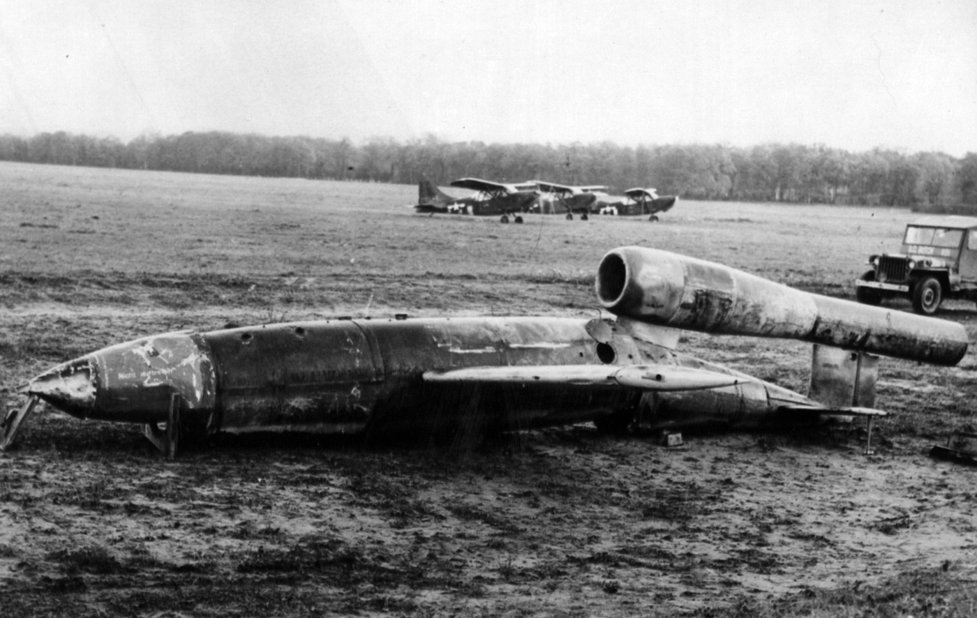 v-1 buzz bomb brought down in france 1944
