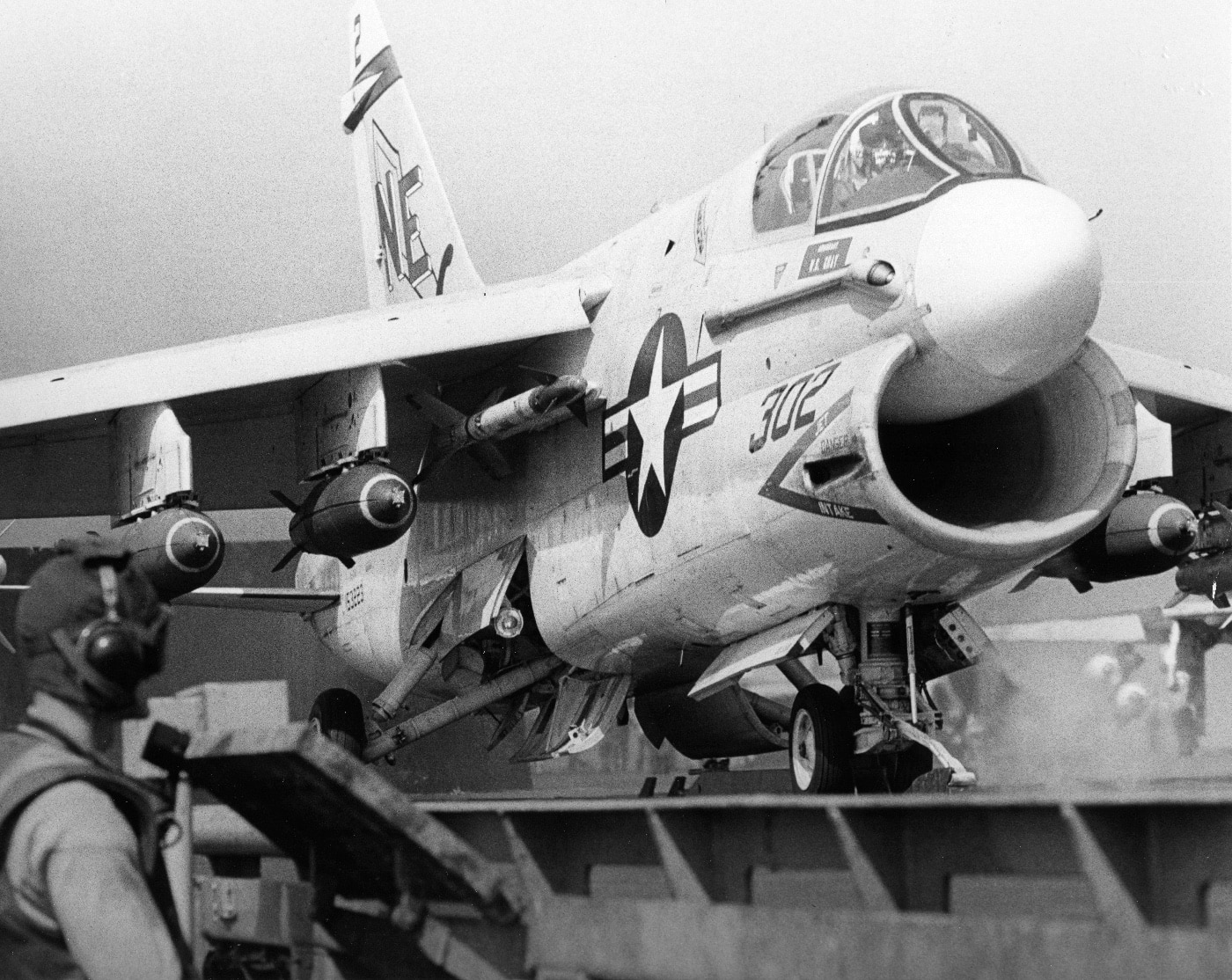 a-7 corsair prepares to launch for a mission over north vietnam