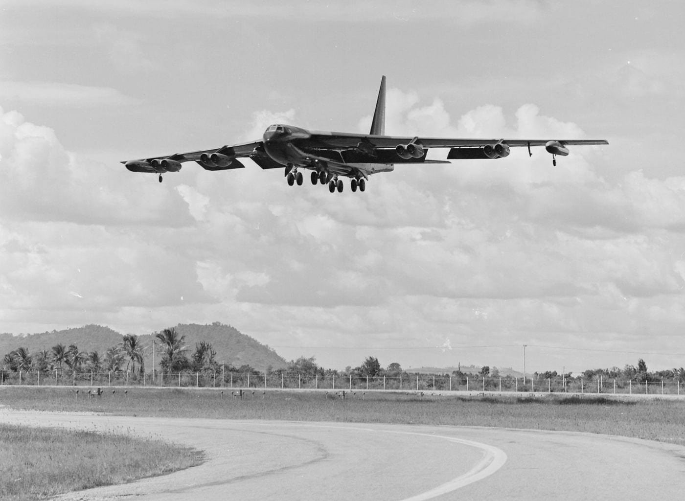 b-52 returning from a mission over vietnam