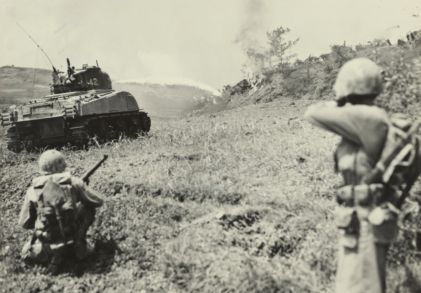 m4a3 zippo tank in action on okinawa