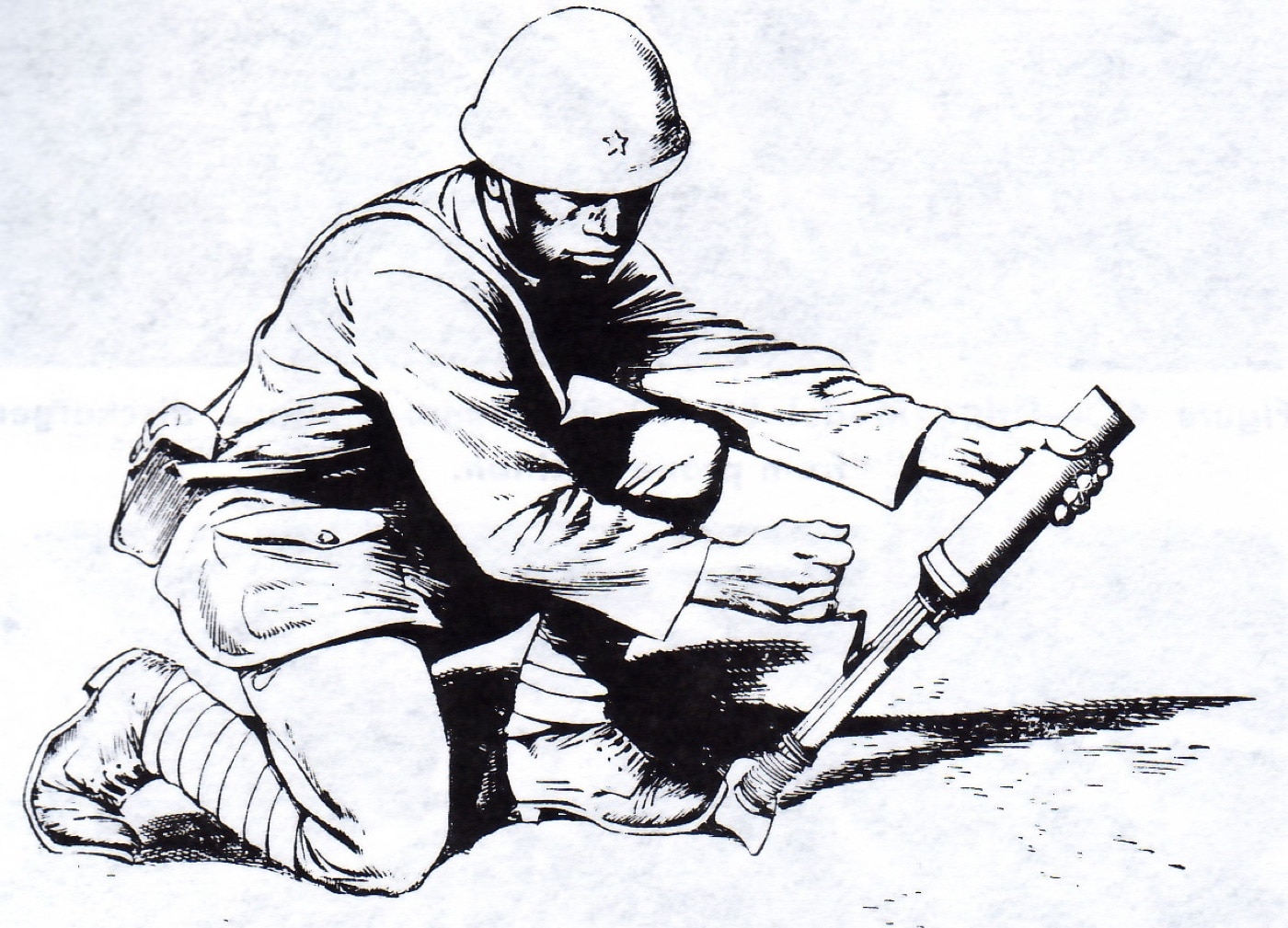 us army illustration of of model 89 knee mortar firing position