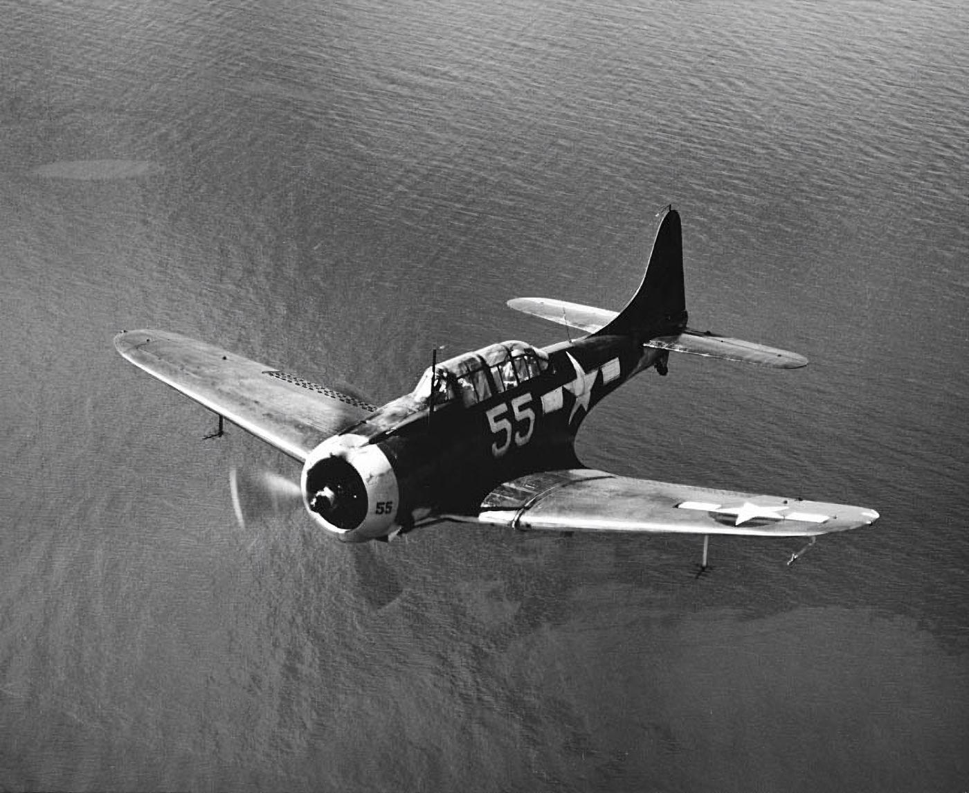 douglas sbd scout bomber in flight