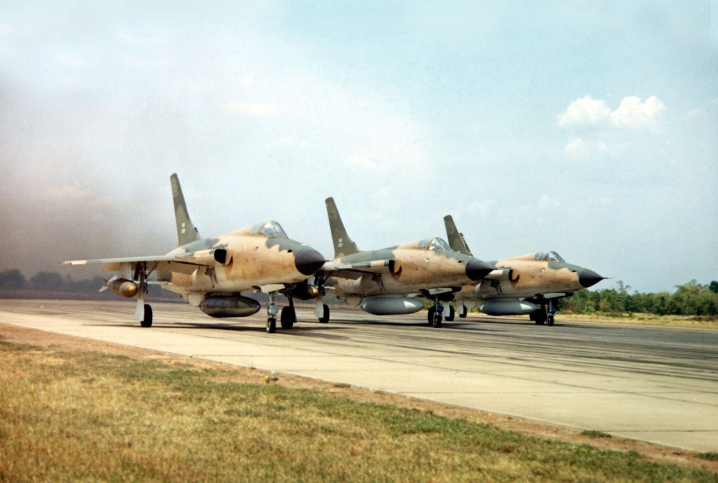 f-105d fighter bombers take off in vietnam