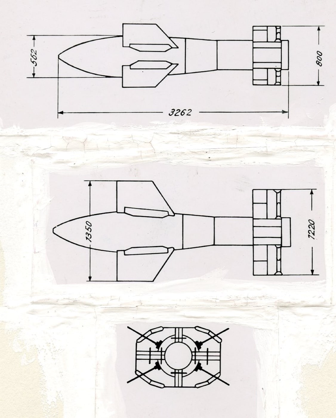 german tachnical drawing of fritz x