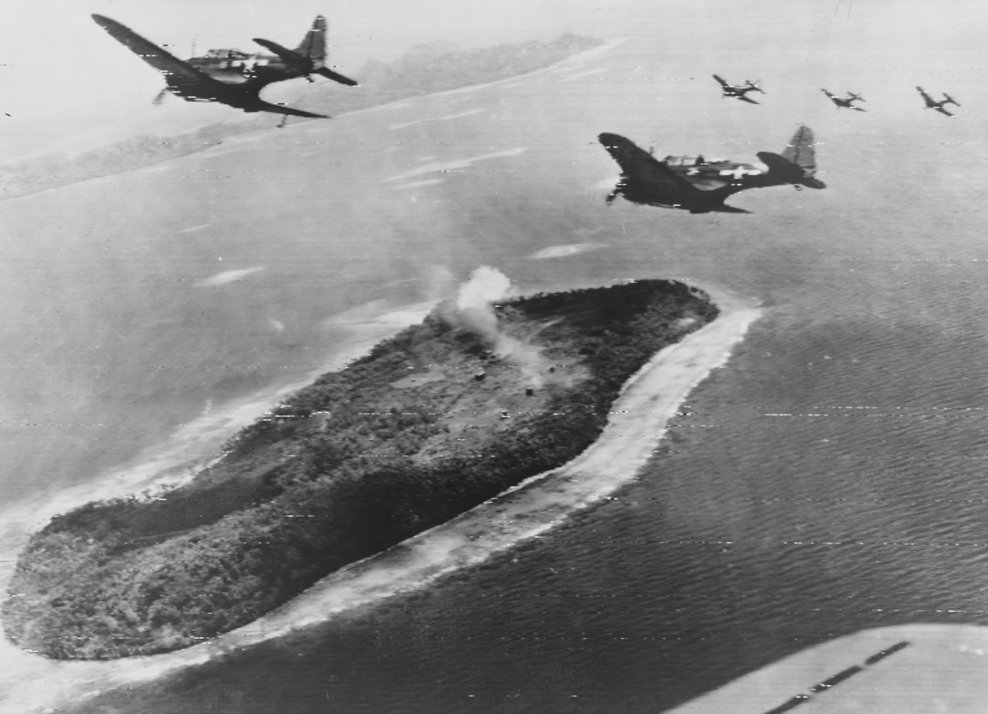navy dive bombers attack ulalu island april 1944