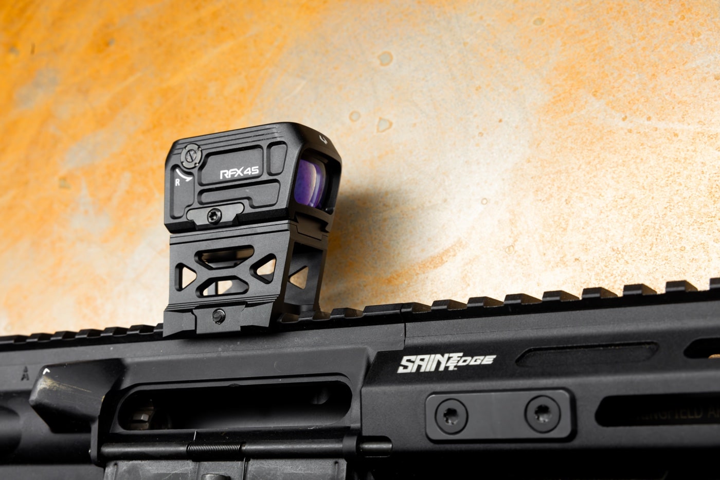 viridian weapons technologies rfx45 green dot sight and mount on saint edge ar-15 rifle