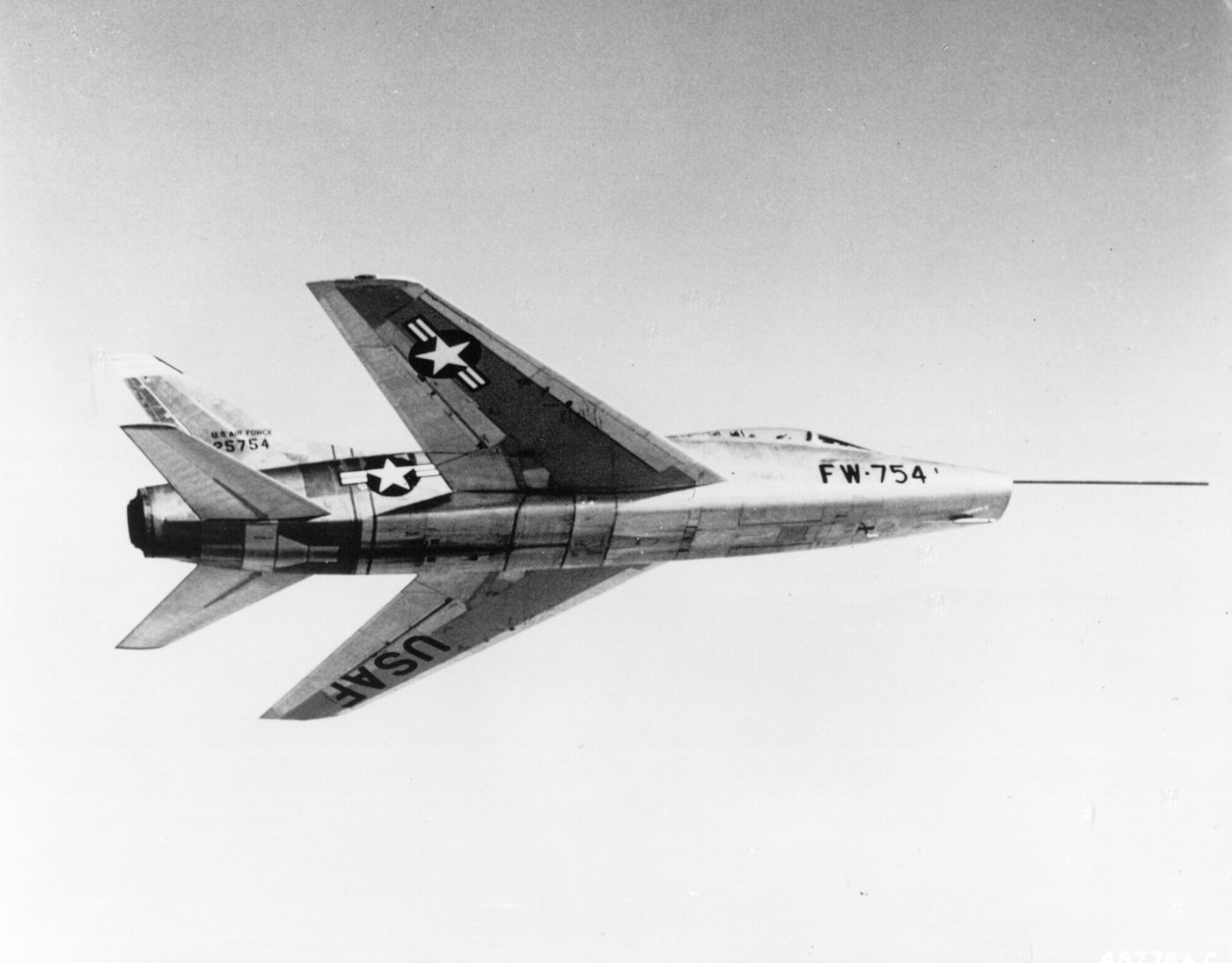 yf-100a super sabre fighter plane in development test flight pilot