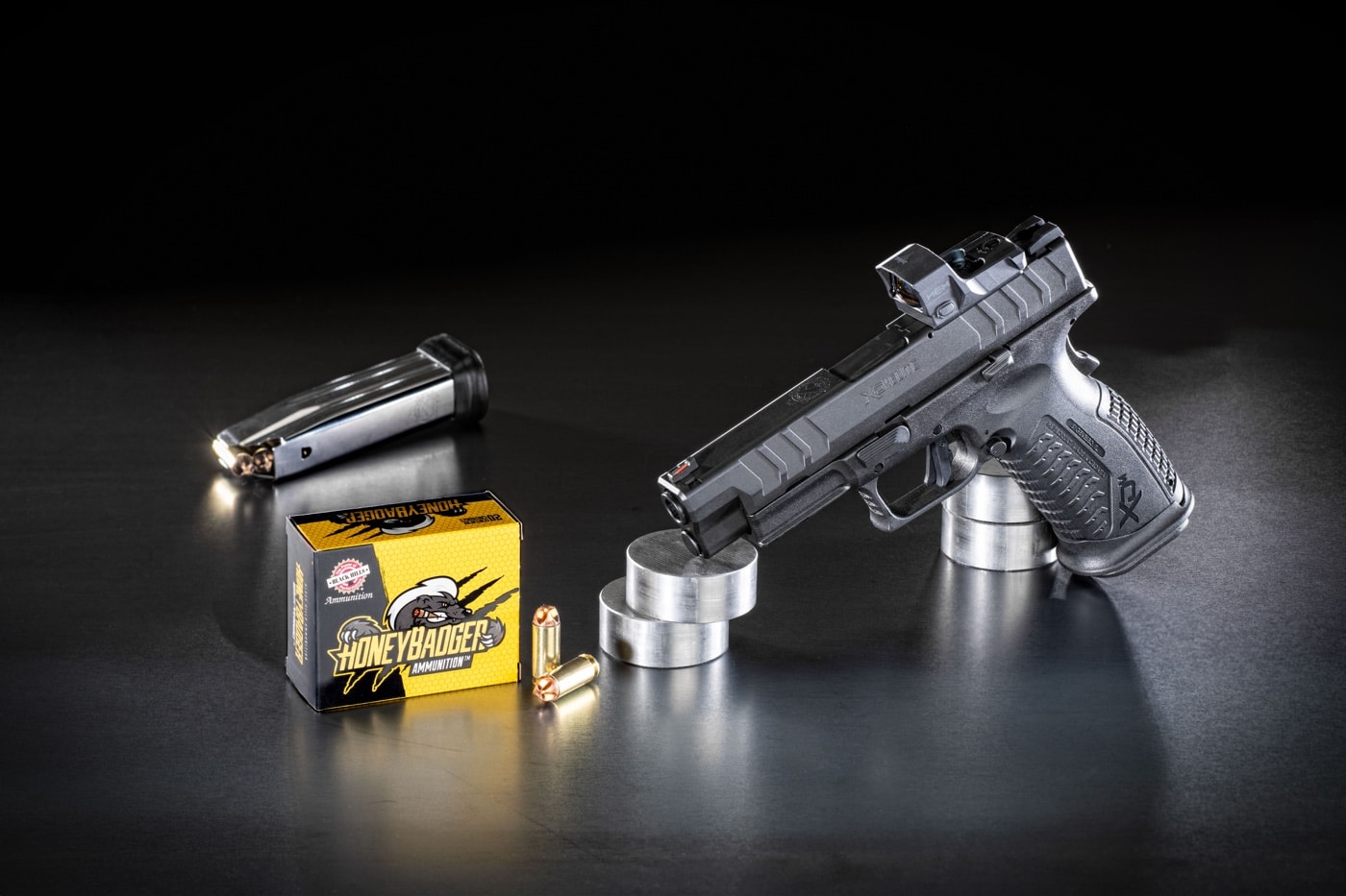 black hills honey badger 10mm ammunition ammo review fluted bullet self defense personal protection springfield xd-m pistol handgun