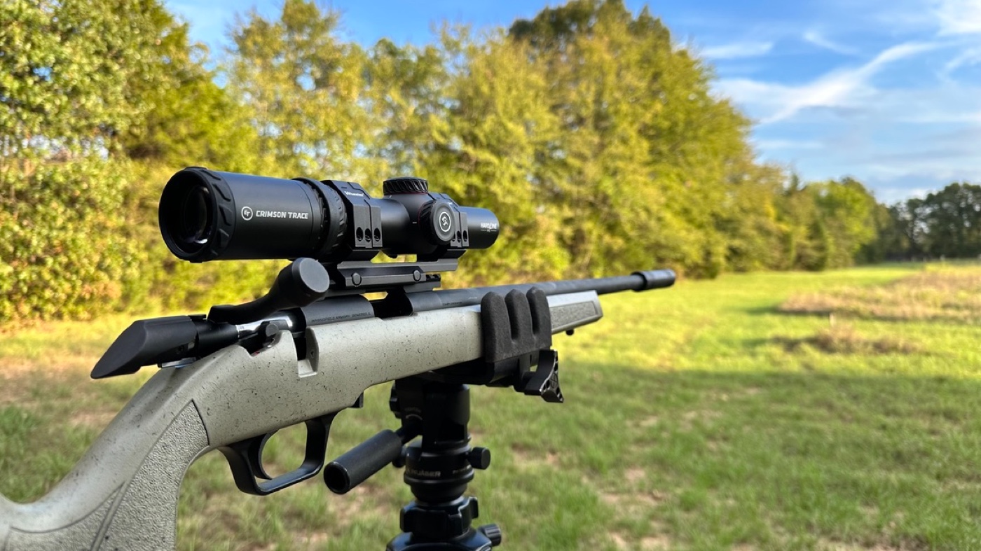 crimson trace rifle scope mount rimfire rifle 22 caliber shooting range test evaluation assessment rating appraisal analysis