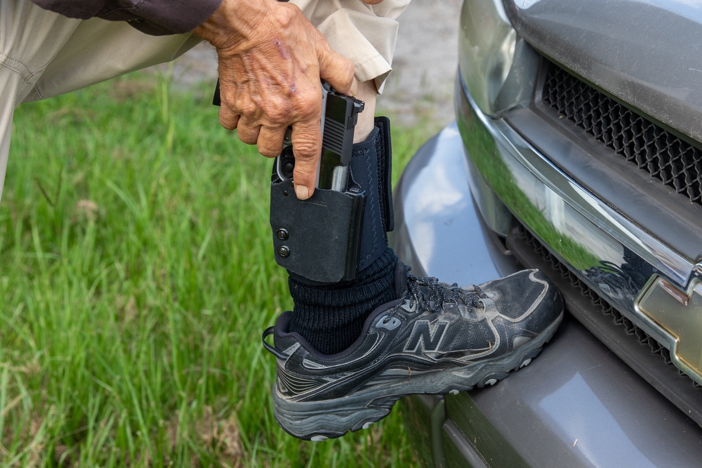 donning ankle holster