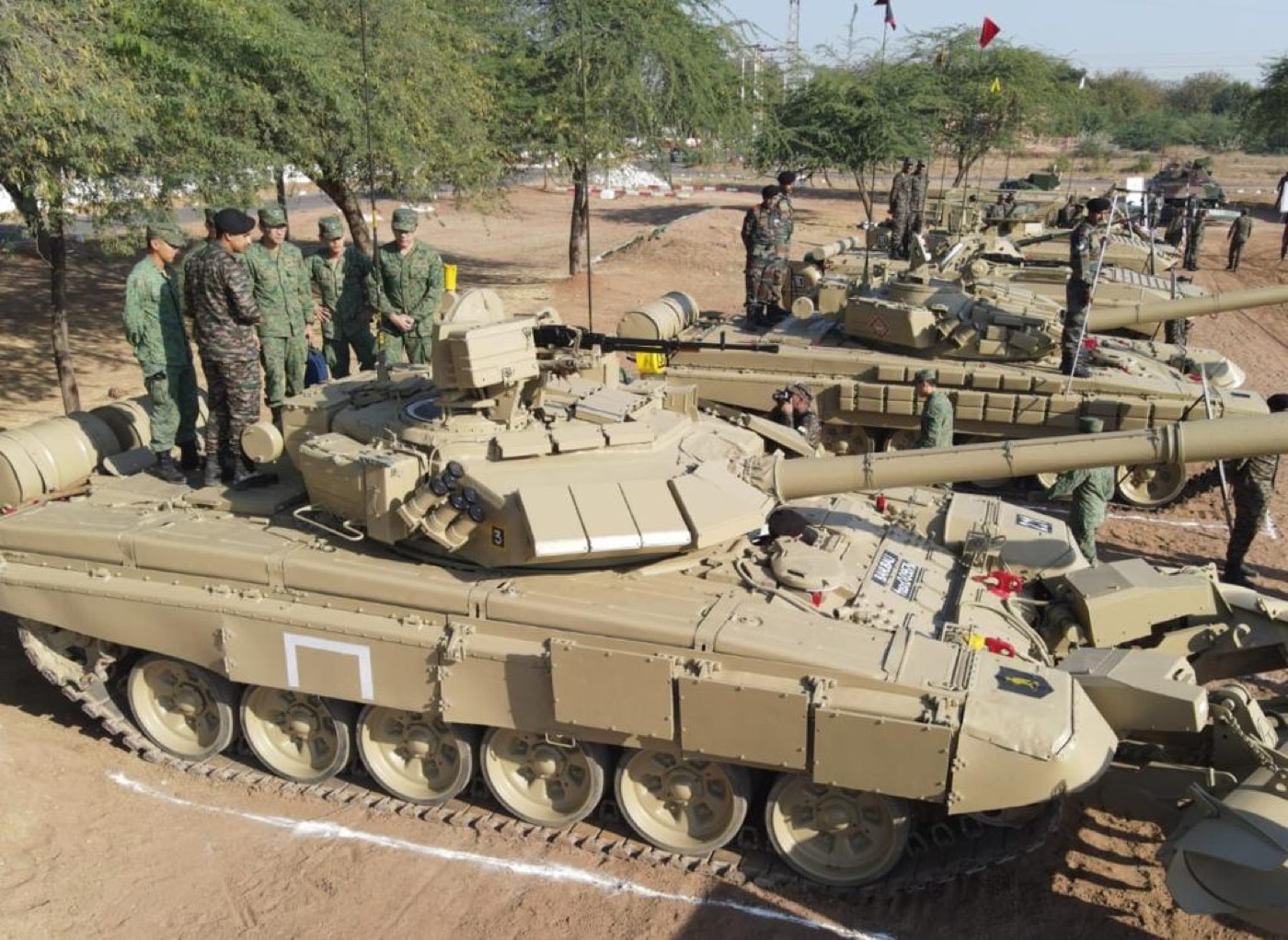 Indian Army T-90 tank inspected during Exercise Bold Kurukshetra in March 2023. This is a wargaming exercise between the Singapore Army and Indian Army. Image: Press Information Bureau, Government of India