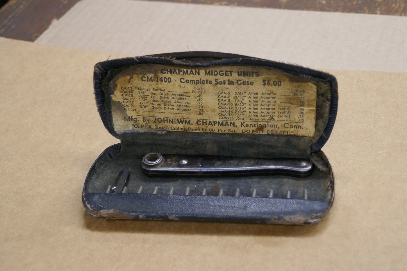 Part of the company's collection of it's tools is the above Chapman CM 1400 tool kit from World War II.