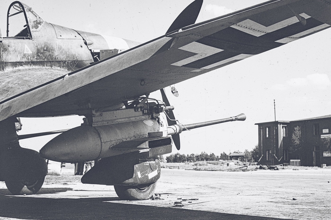 In this photo, we can see the right side gun pod used by the Stuka pilot to attack ground targets. Although the planes were famous for close air support  in the North African desert, more than one stuka crashed in a vertical dive despite its increased range in World War Two. 