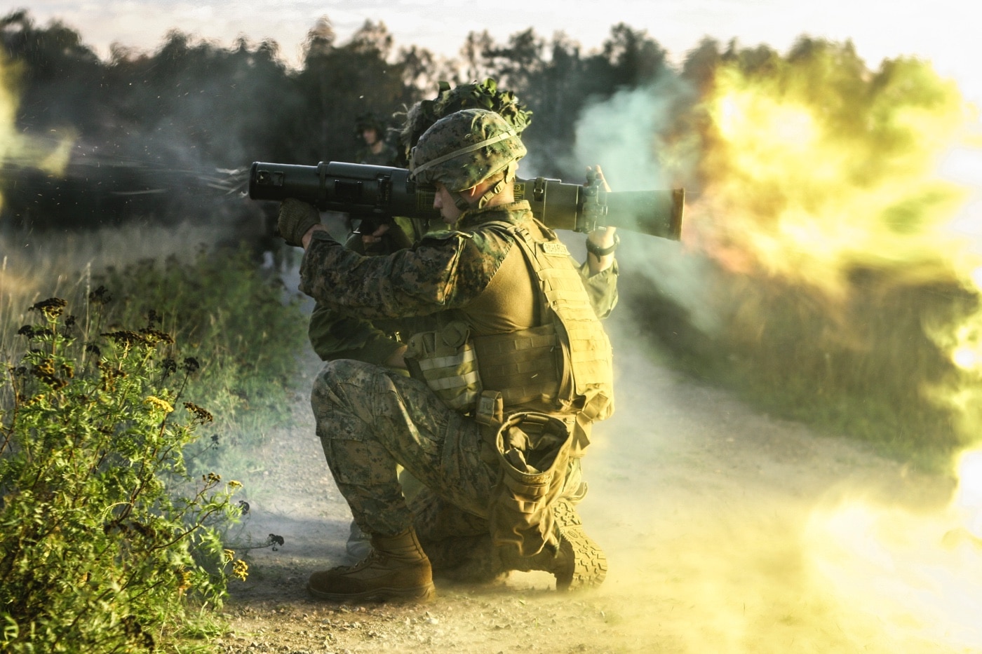 In this photo, we see a U.S. Marine training in Anti-tank warfare. At no point in the past has an infantryman been more able to disable a tank in armoured warfare. Recoilless rifles and anti-tank rockets and missiles are deadly on the modern battlefield. In this history of armed conflict, the move and countermove of technology is a constant back and forth. Often the outcome of a war can be determined by the manufacturing base more than the maneuvering. Military equipment in military service, such as armored fighting vehicles, show off the science and technology of each country.