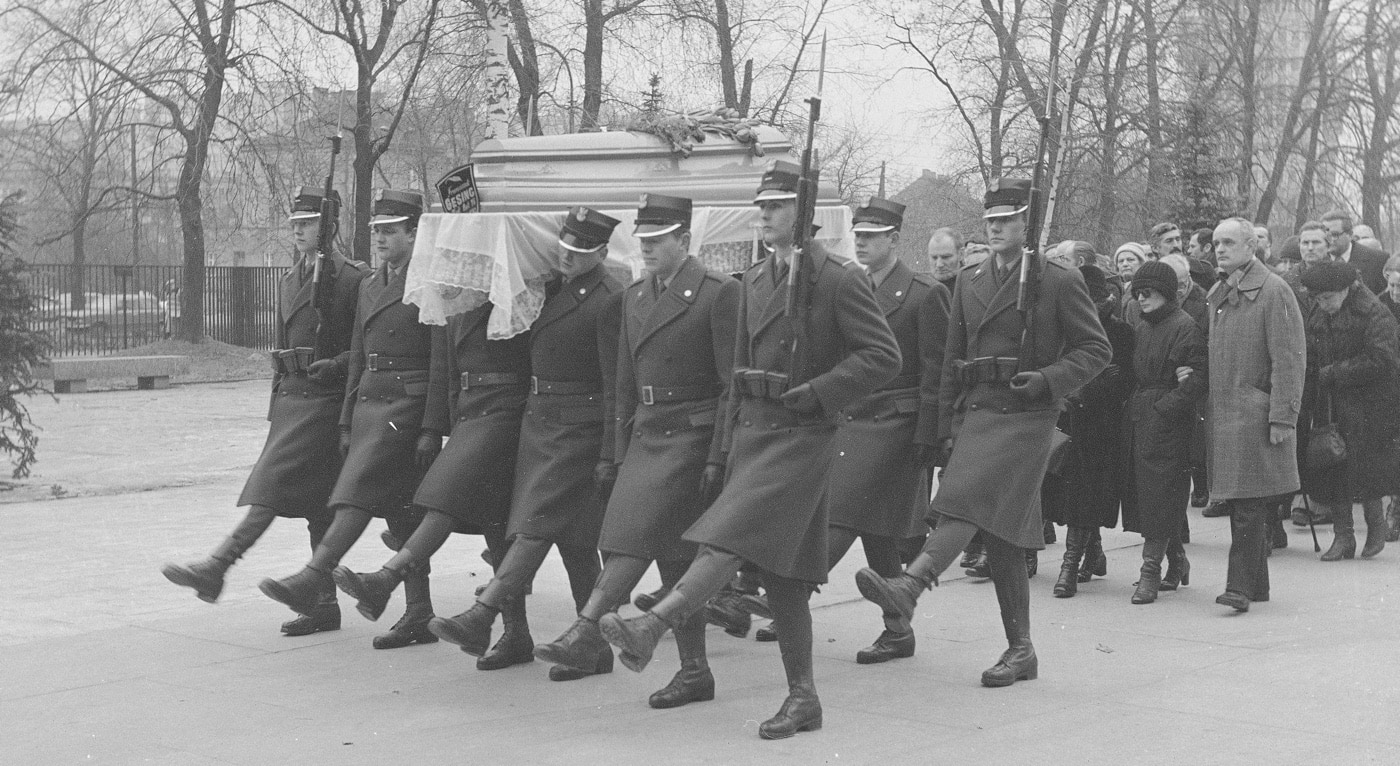 Hungarian funeral procession with SKS rifles