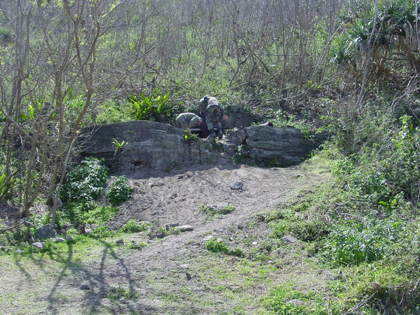 A typical bunker guarding the area of Motoyama Airfield No. 3 which was still being built by Japanese naval construction workers when Marines assaulted Iwo Jima in February 1945. Image: Dale A. Dye