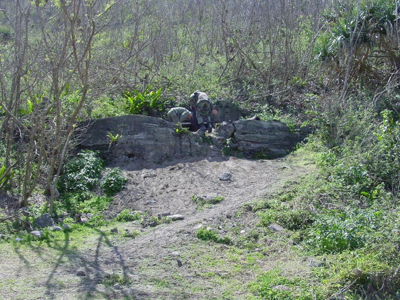 A typical bunker guarding the area of Motoyama Airfield No. 3 which was still being built by Japanese naval construction workers when Marines assaulted Iwo Jima in February 1945. Image: Dale A. Dye