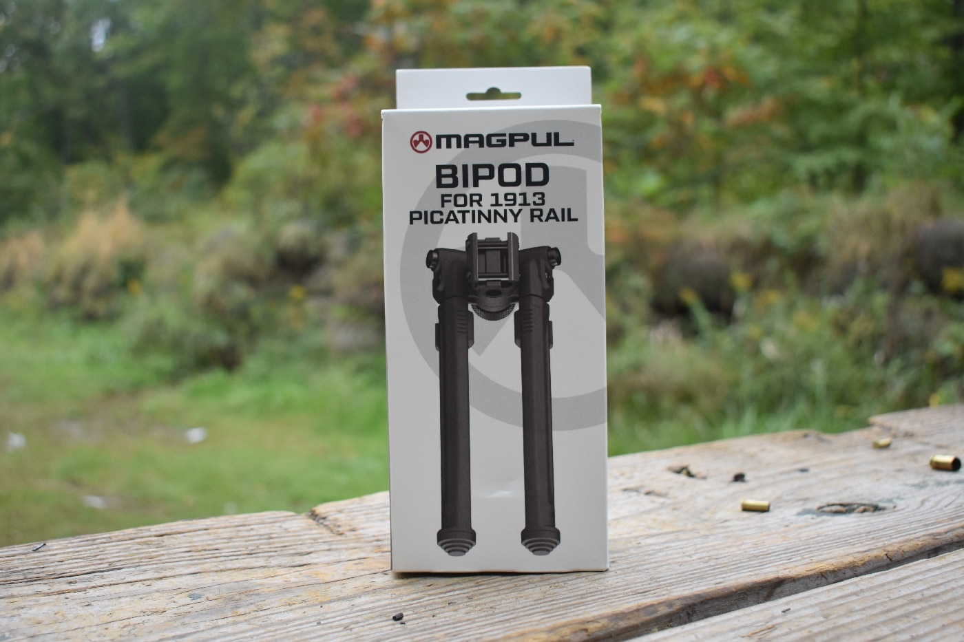 In this photo, we see the manufacturer's packaging for the Magpul bipod for Picatinny rail. It works with many rifles including SAINT and other ar-15 rifles.