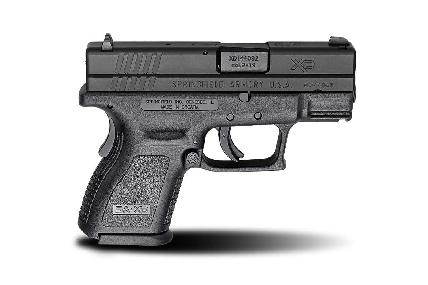 Shown in this photograph is an XD Sub-Compact 3-inch 9mm handgun. It compares well to the XD Tactical pistol in a head-to-head matchup.