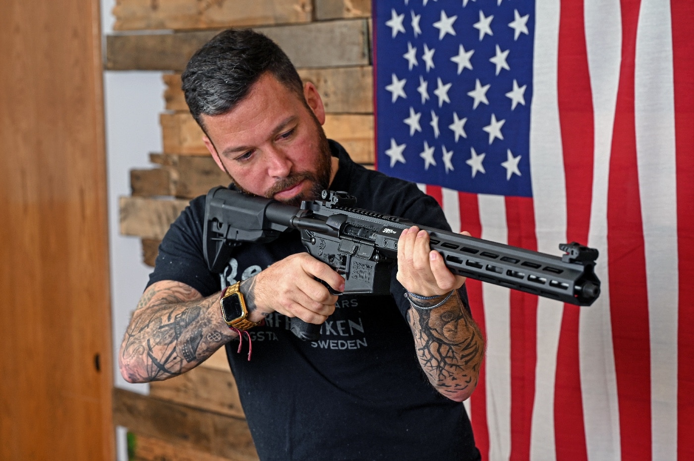 In this photo, we see the author function testing his semi-automatic rifle after cleaning it.