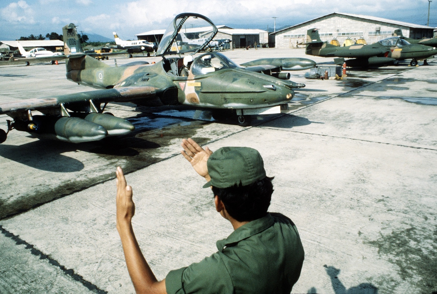 In this last photograph, we see an A-37 operated by the Honduran Air Force. The Honduras Air Force is the air force of Honduras. As such it is the air power arm of the Honduras Armed Forces. The Armed Forces of Honduras, consists of the Honduran Army, Honduran Navy and Honduran Air Force.