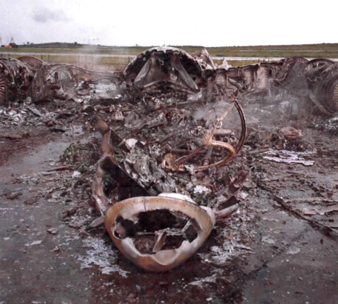 In this photo, a B-57 sits destroyed due to a mortar attack on an air base in South Vietnam.