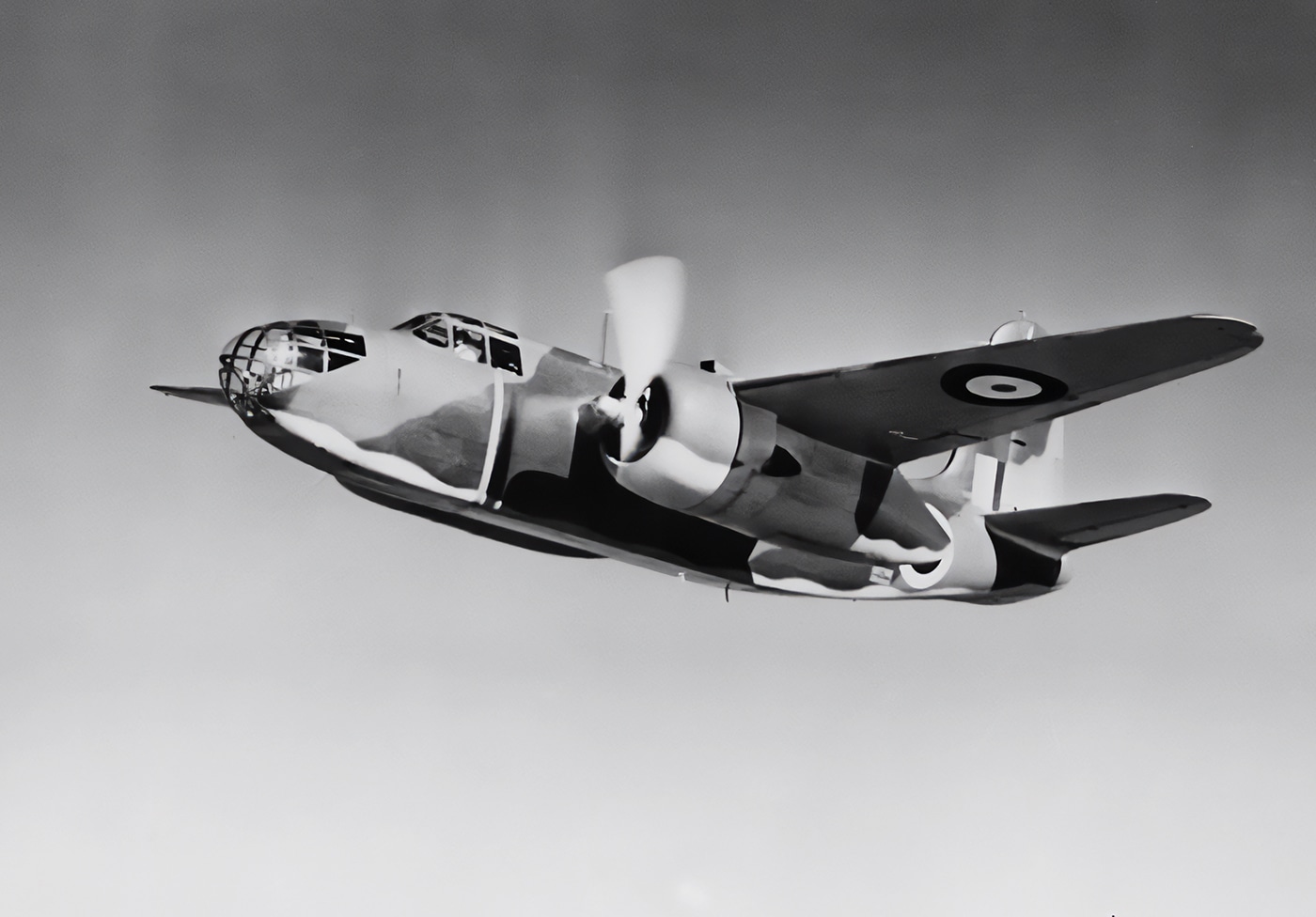 In this digital image, we see a side view of the RAF Boston. The Boston was a renamed A-20 Havoc provided to the UK under the Lend-Lease Program. It was designed as an attack bomber for hedge hopping and strafing operations against ground troops and installations. Lend-Lease, formally the Lend-Lease Act and introduced as An Act to Promote the Defense of the United States, was a policy under which the United States supplied the United Kingdom, the Soviet Union, France, Republic of China, and other Allied nations of the Second World War with food, oil, and materiel between 1941 and 1945.
