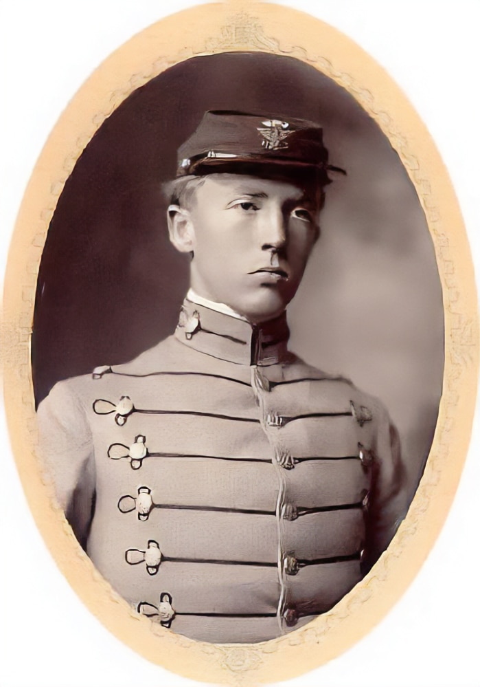 This early photo is of George S. Patton Jr wearing a uniform at VMI.