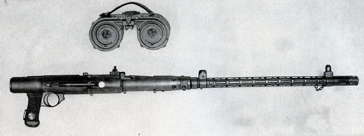 In this old black and white photo, we see the right side of a German MG15 machine gun.