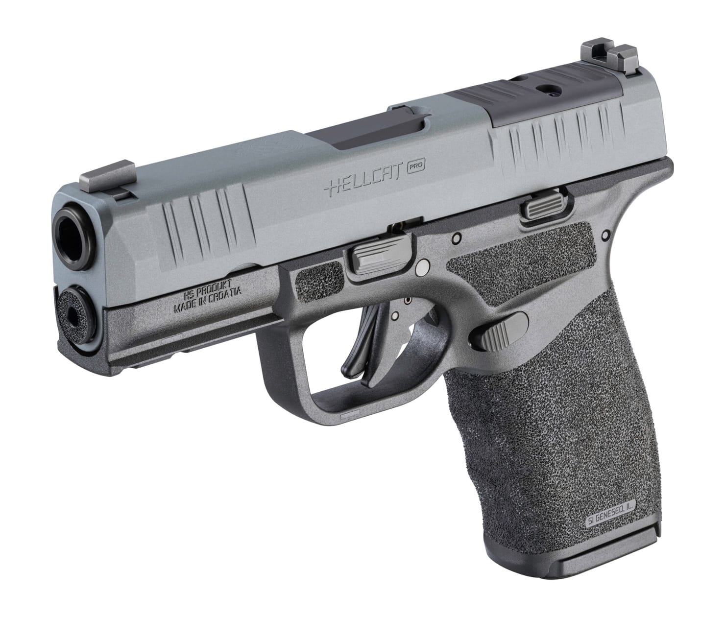 Shown here is the Springfield Armory Hellcat Pro with the Platinum Gray finish. This is an exclusive model available through Sports South.