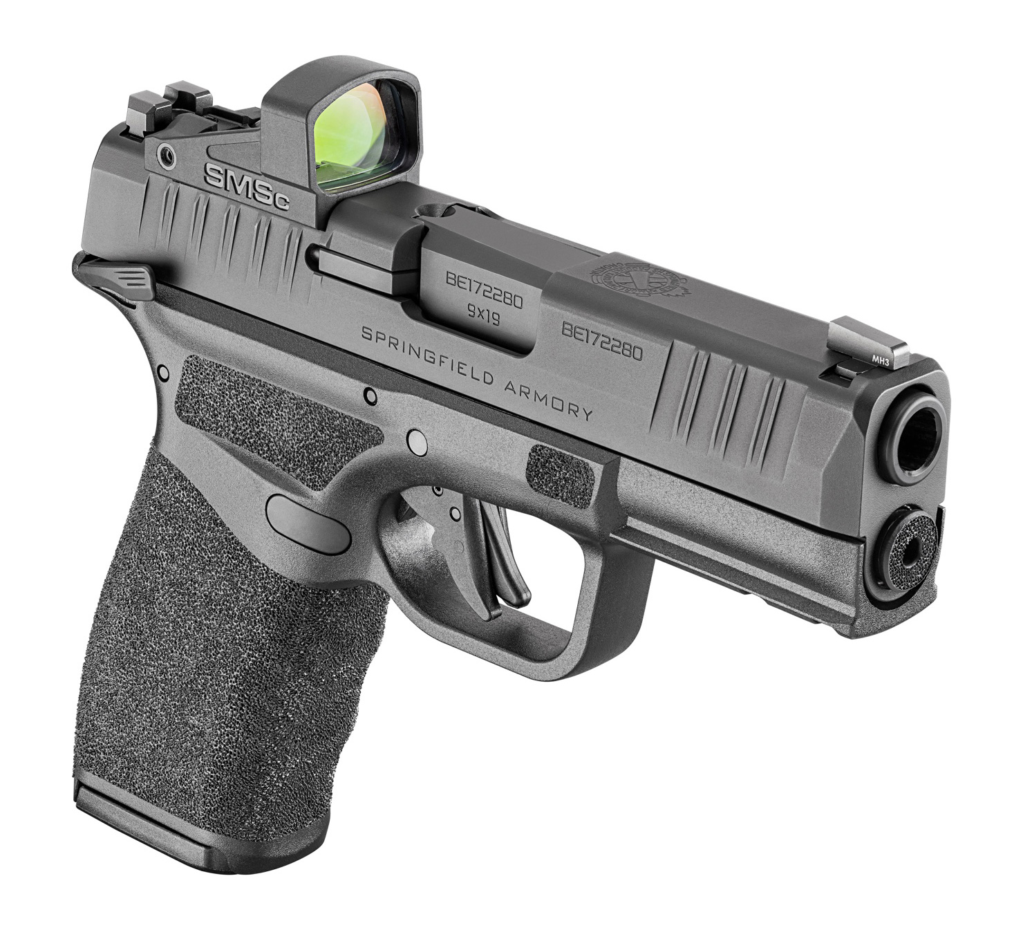 Shooters who like the thumb safety are not relegated to a basic model only. Springfield Armory offers the Hellcat Pro with SMSc sight in addition to the thumb safety.