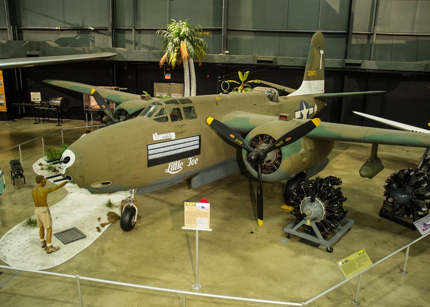 Shown is a restored A-20 in a full size diorama at the National Museum of the US Air Force. Little Joe A-20 in USAF Museum