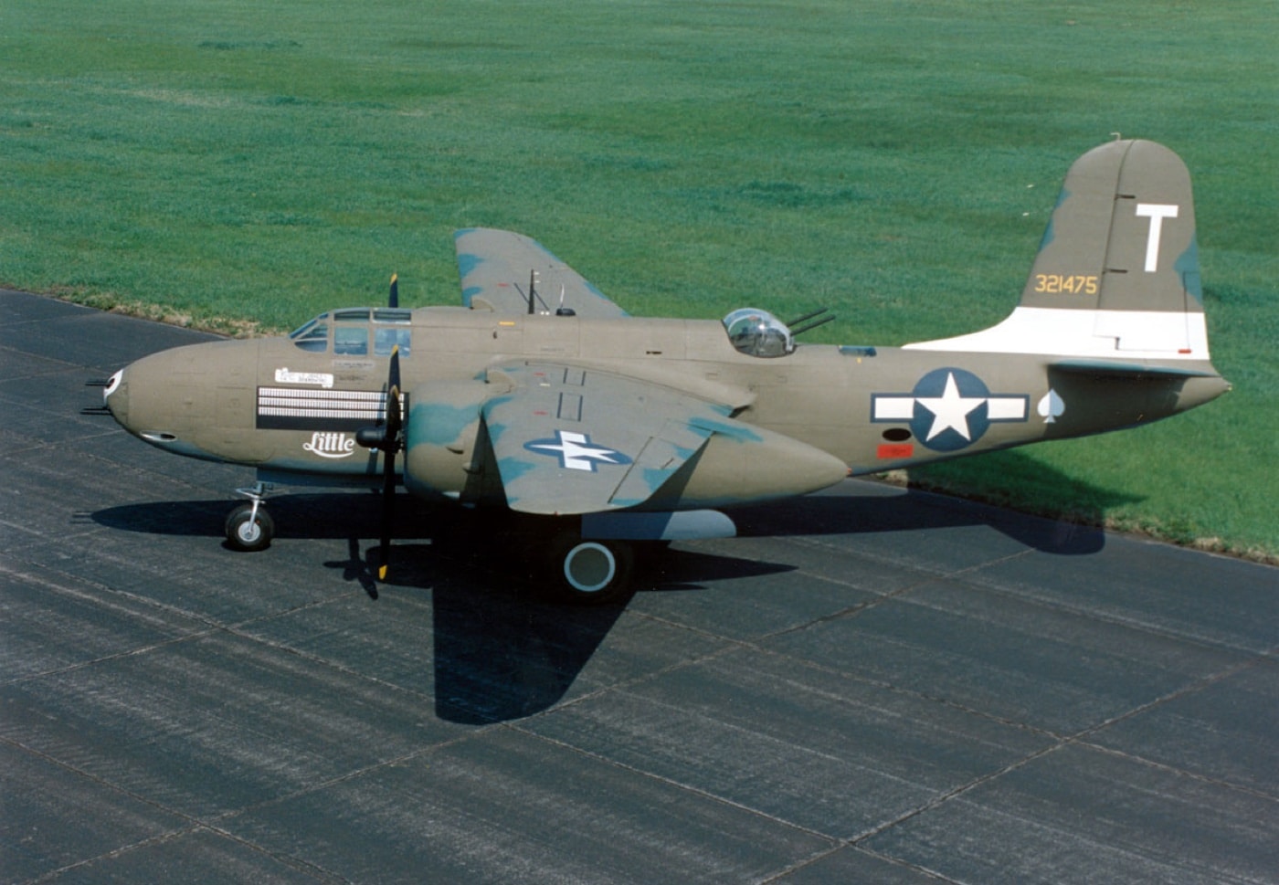 In this 1961 photo, the "Little Joe" A-20G is shown at an airport. The plane was donated to the National Museum of the US Air Force by an insurance company in Chicago Illinois.