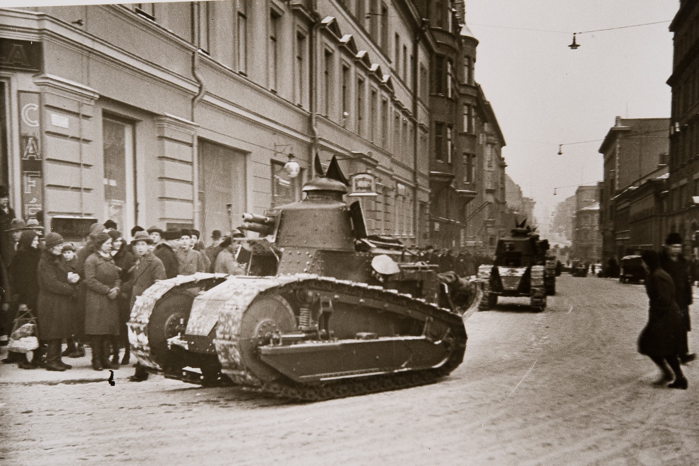 Renault tanks on winter maneuvers in Helsinki Finland 1931