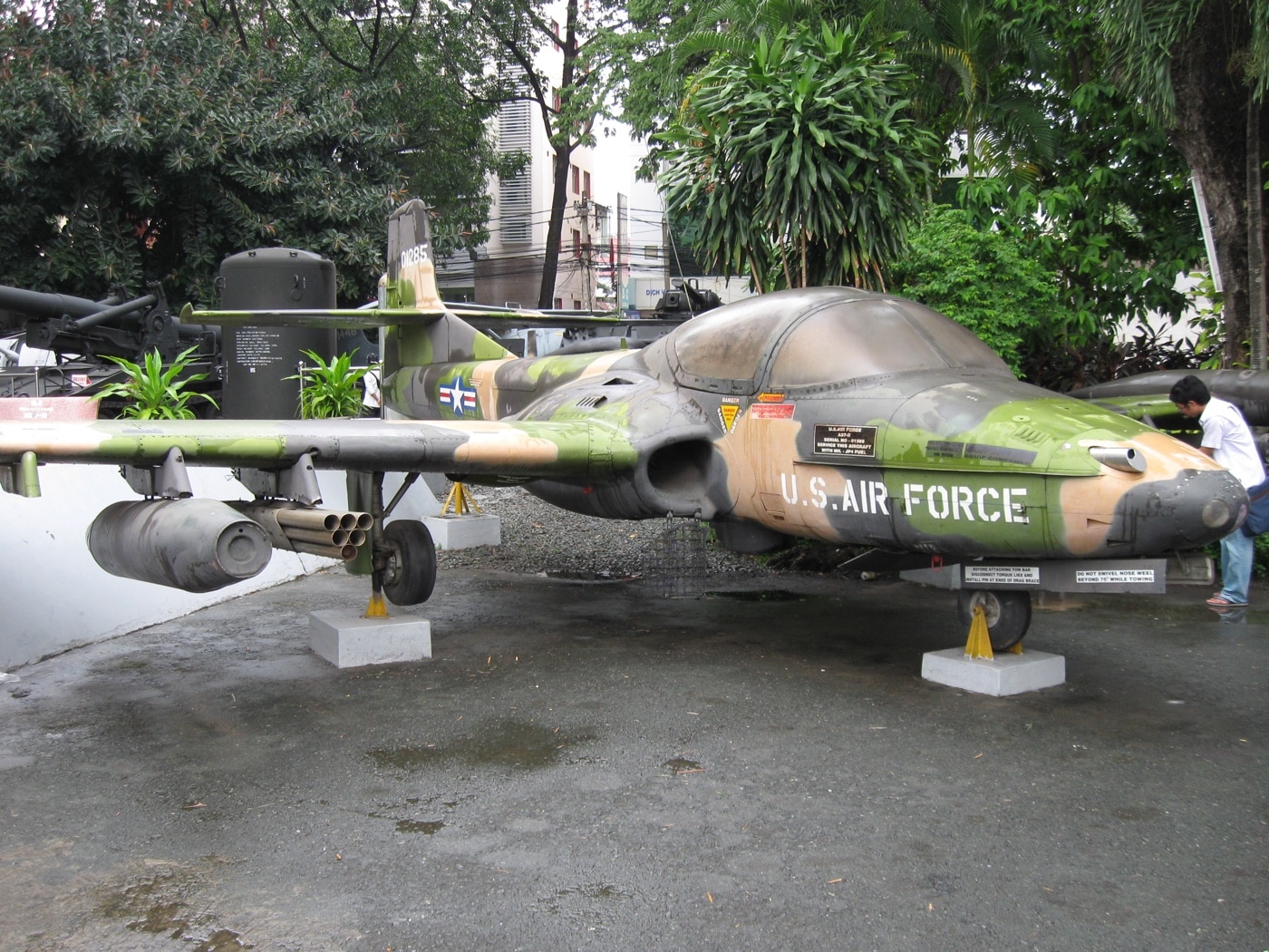 In this photo, we see a former US A-37 Dragonfly on display in a Vietnam War museum. The plane was transferred to the South Vietnam Air Force before being captured at Phan Rang Air Base by Vietnam People's Air Force. It served in the Vietnamese Air Force against the communist Government of China in the Sino-Vietnamese War in 1979. China launched an offensive in response to Vietnam's invasion and occupation of Cambodia in 1978, which ended the rule of the Chinese-backed Khmer Rouge.