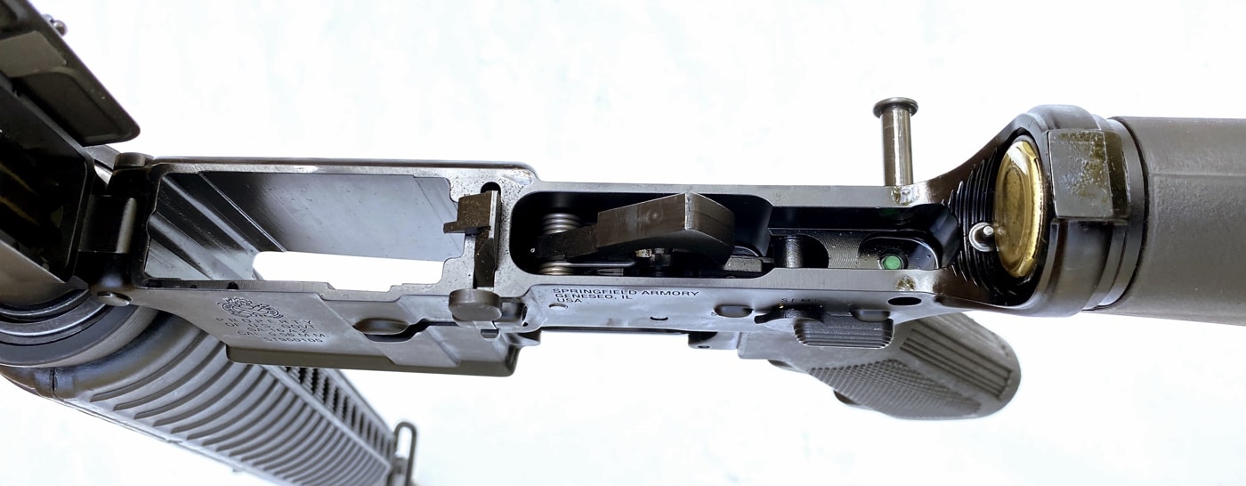 In this photo, we see the Springfield Armory Accu-Tite in Springfield SA-16A2. The Springfield Accu-Tite is a receiver tensioning system that eliminates wobble between the upper and lower receivers in an AR-15 semi-automatic rifle.