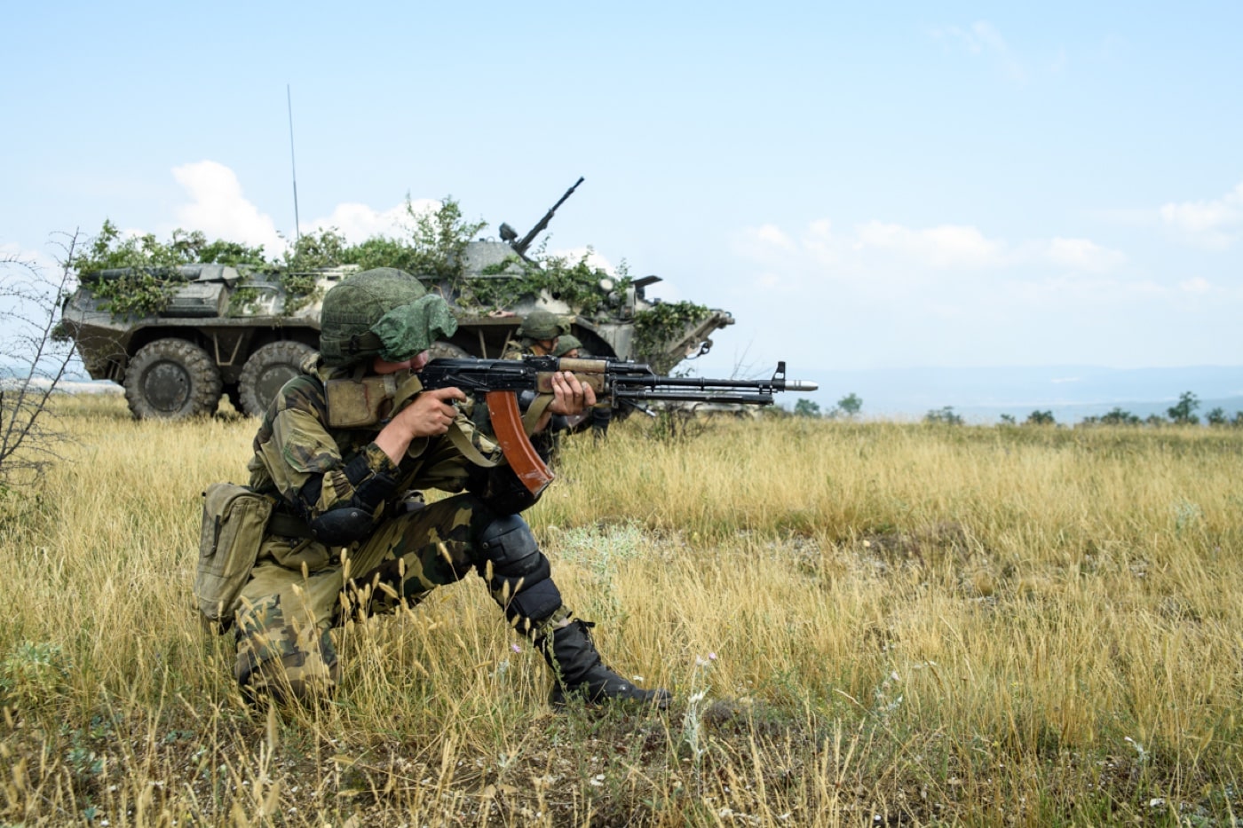 Belarus soldier with RPK-74 in Slavic Brotherhood 2018 training in Russia