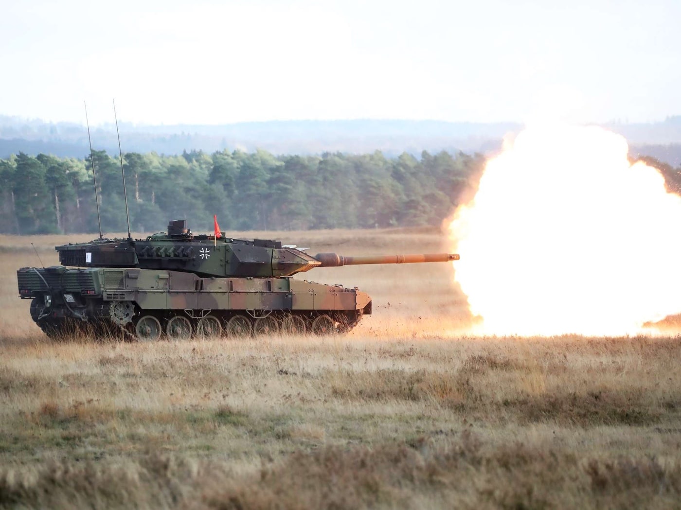 Leopard 2 A7 tank firing main gun