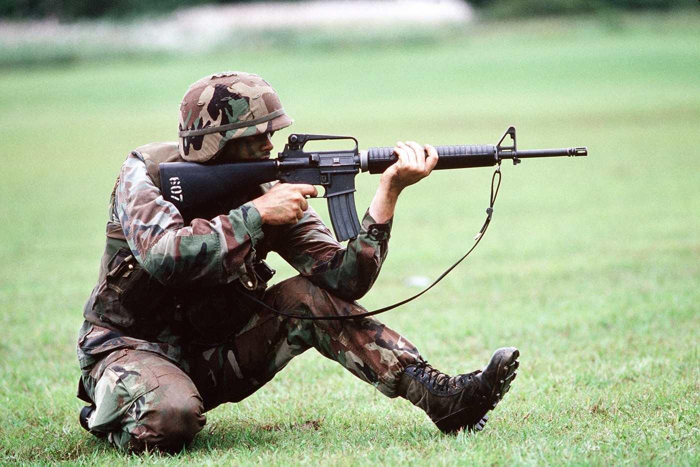 In this image, we see a U.S. Marine engaged in a rifle competition at Rodman Naval Station in 1989. Rodman was part of the Naval Base Panama Canal Zone military bases designed to protect the Panama Canal and shipping lanes around the Panama Canal Zone.