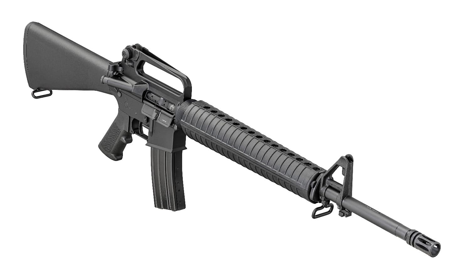 The Springfield Armory SA-16A2 is the same as a Springfield SA-16A2. IT is a semi-automatic rifle chambered for the 5.56x45mm NATO cartridge. It uses STANAG magazines and is based on the M16A2 assault rifle.