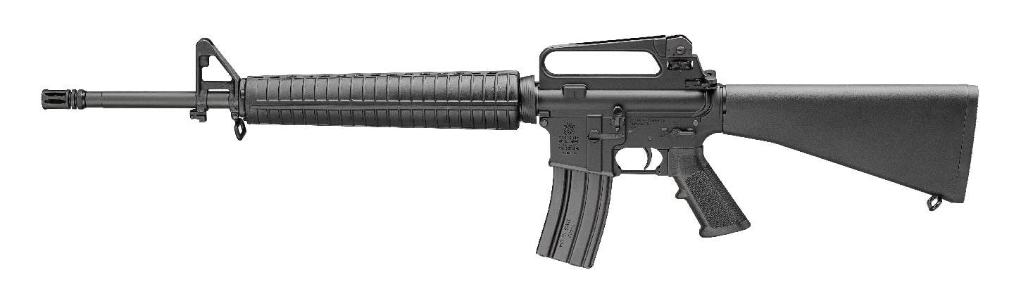 Shown in this photograph is the left side of the Springfield SA-16A2 rifle. This highly effective gun is a clone of the United States military M16A2 assault rifle. The M16A2 led to the development of the M16A4 and later the M4 carbine.