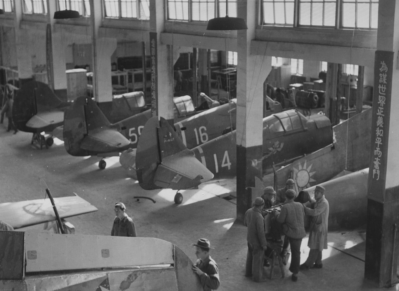 assembly of P-40S planes for the Flying Tigers