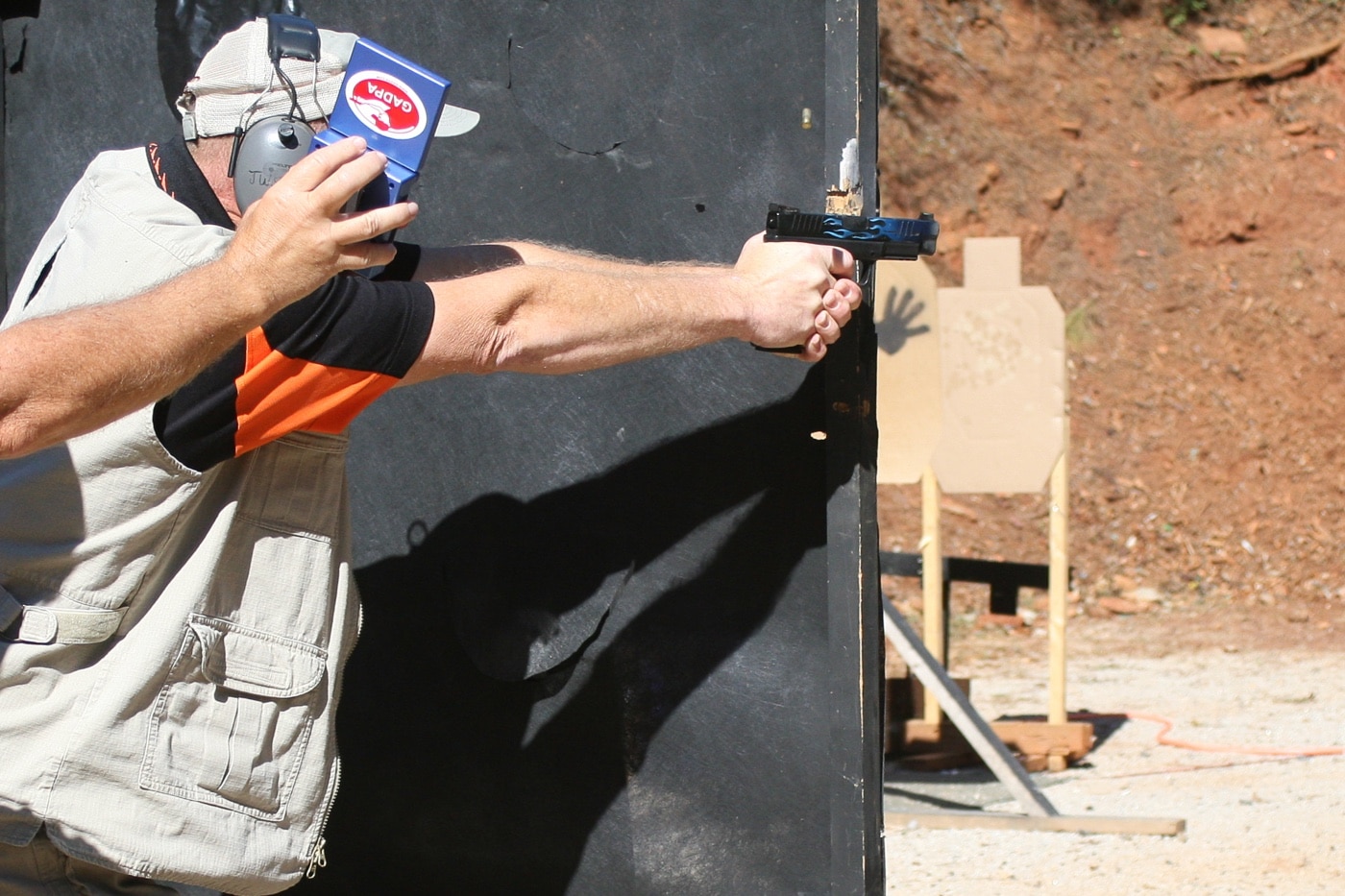 competition shooter John Strayer shooting his custom xd-m pistol