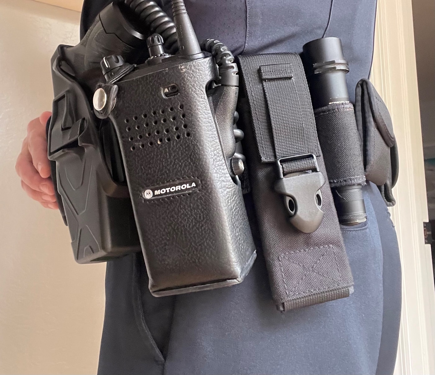 discreet knife sheath carried on police duty belt