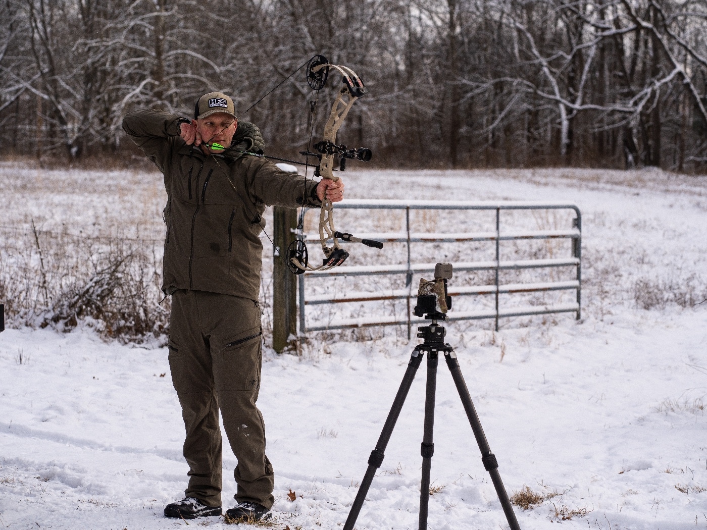 testing the Garmin chronograph with a bow