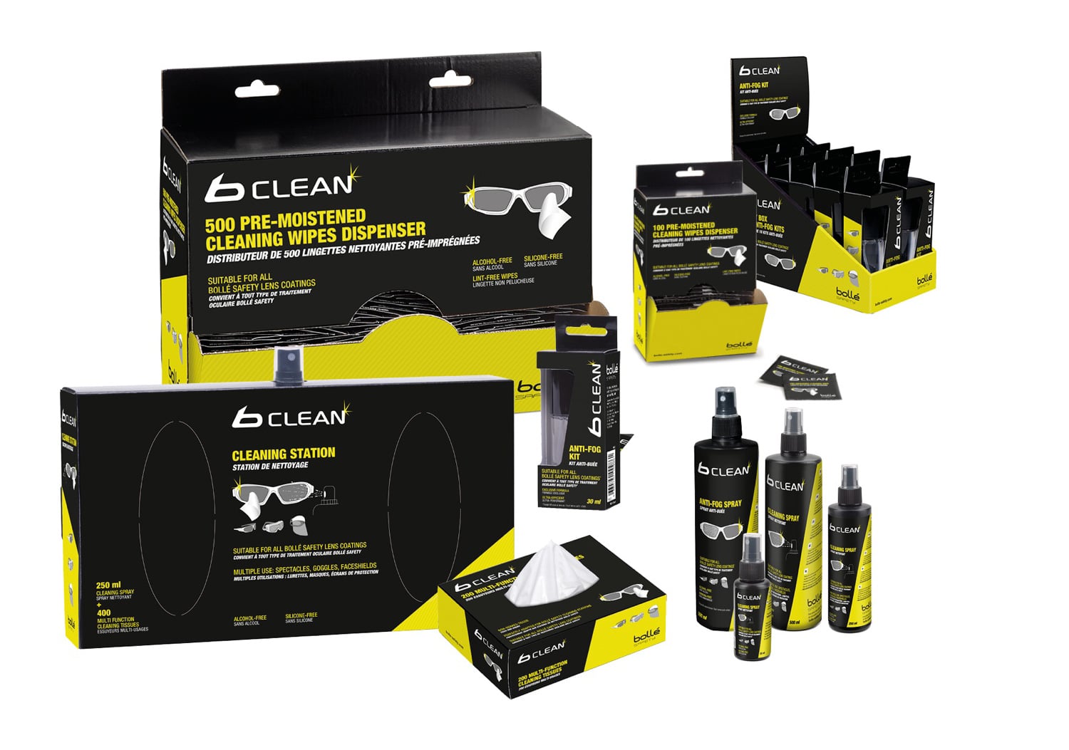 As shown here, the Bolle B-Clean cleaning kits. These were developed by the company to maintain the eye pro in top condition.
