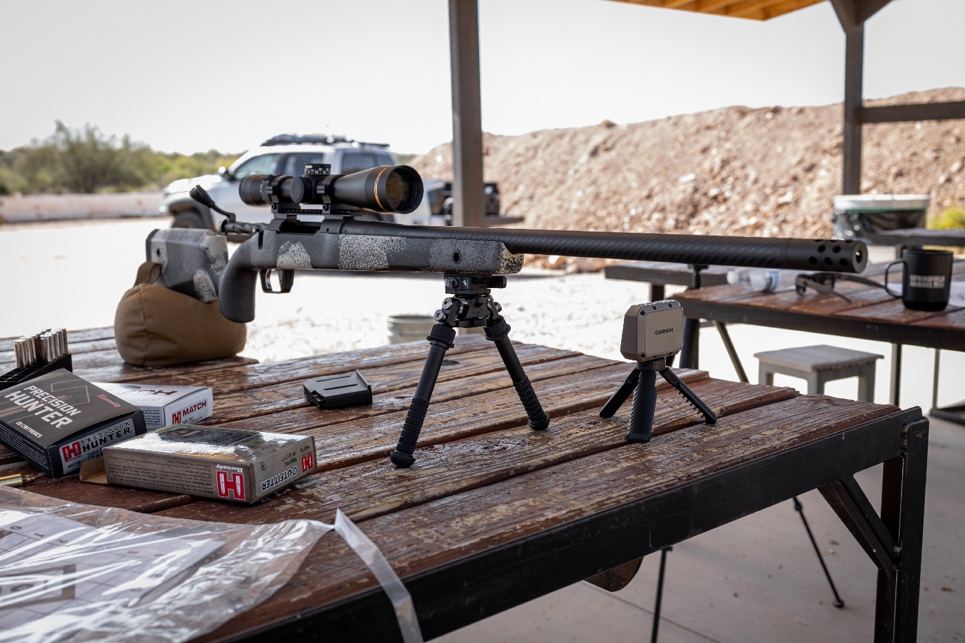 In this photo from the shooting range, the author Jeremy Tremp shows the 7mm PRC Springfield Waypoint he reviewed.