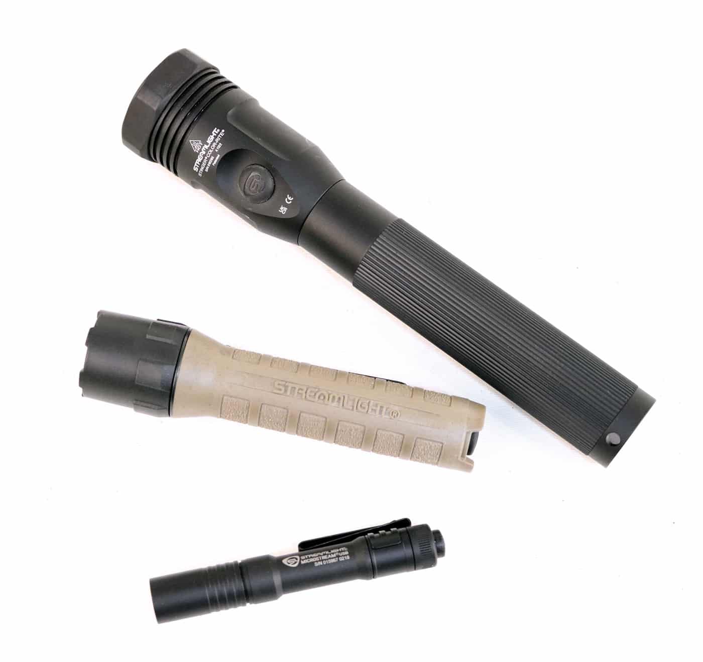 Here we see three different Streamlight flashlights including the Stinger, Scorpion and 1AA. All of these lights can play an important role in a defensive encounter.