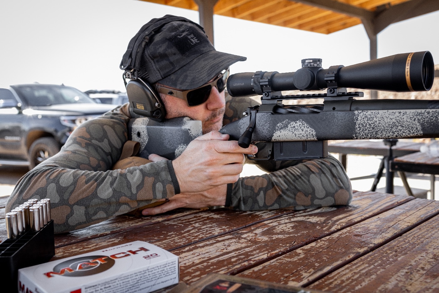 We see Jeremy Tremp testing the accuracy and precision of the 7mm PRC chambered Springfield Model 2020 Waypoint hunting rifle. The rifle stock has a camo pattern perfect for big game hunting in North America.