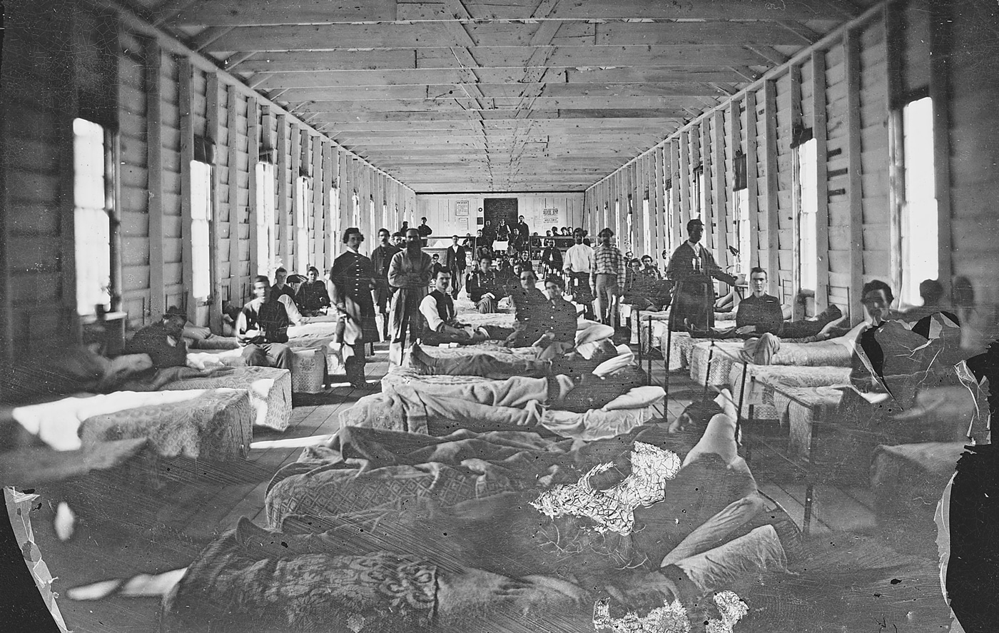 wounded soldiers in a hospital during Civil War